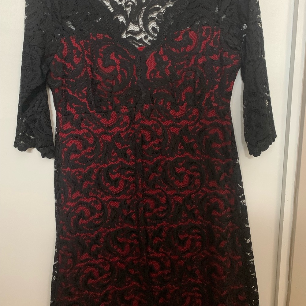 Black and red lace dress